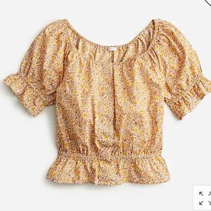 J. Crew Gathered scoopneck top in scattered blooms print